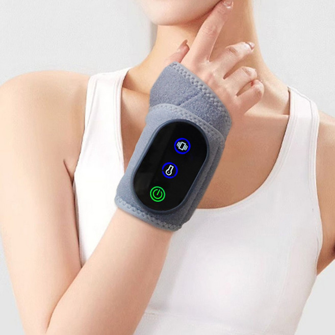 무선 온열 손목 찜질팩 다중 진동 손목 마사지기 손목 온열 찜질기, 그레이