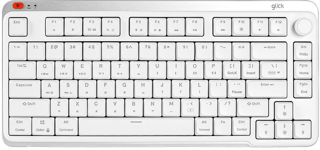 지클릭커 카일 로우프로파일 풀윤활 유무선 기계식 블루투스 텐키리스 키보드, 화이트, SPK80, 제조사축