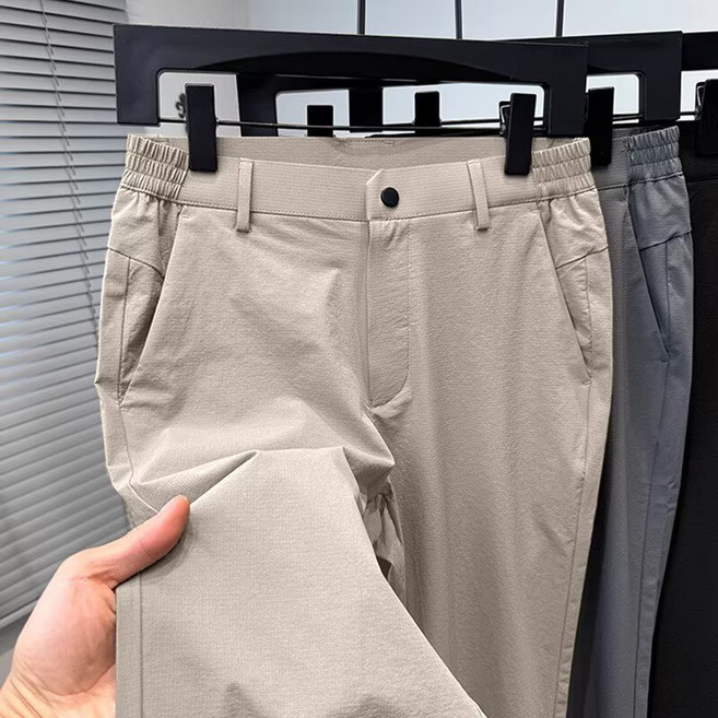 春秋高級感小西褲男九分褲商務垂感直筒寬松休閑褲