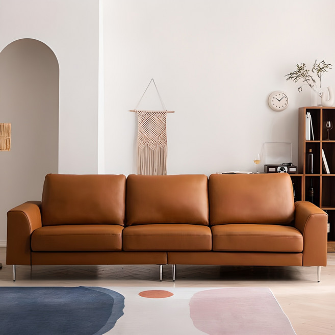 삼익가구 베티 천연소가죽 4인용 소파 좌 방문설치, 카멜
