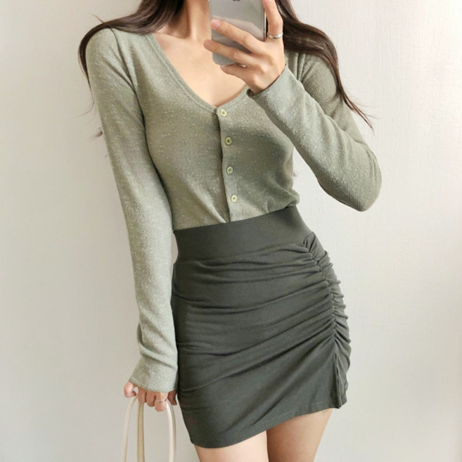 나들이룩추천 베이직 브이넥 크롭 가디건