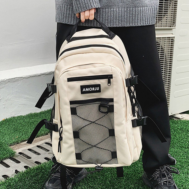 아모르주 백팩 메쉬 스트링 대학생 배낭 경량 노트북 책가방