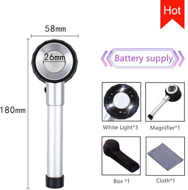 자외선 경이있는 휴대용 안경 비전 조명 명확한 규모 광학 루페 측정 돋보기, A, 02 A