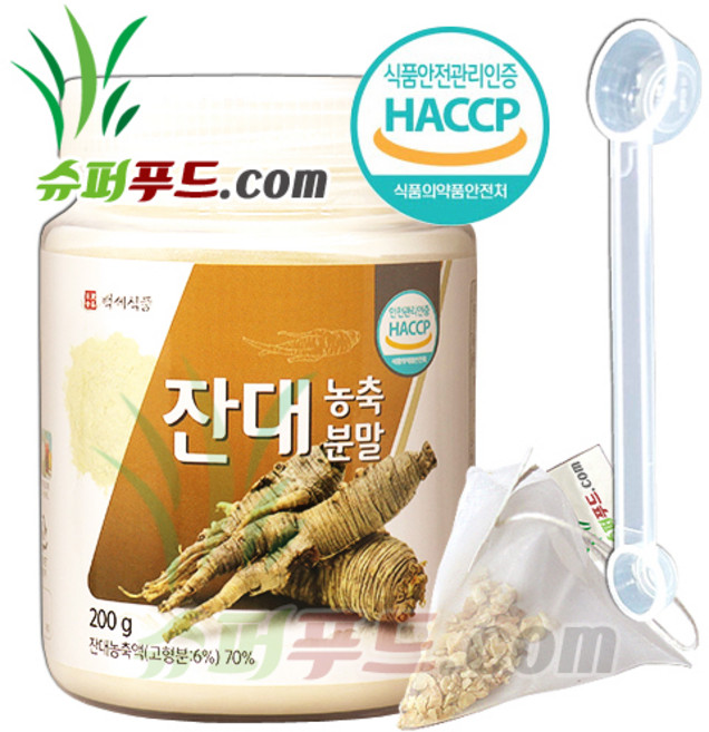HACCP 식약처 인증 잔대 사삼 사포닌 베타카로틴 비타민 a 비타민c 칼륨 이눌린 잔대농축액 잔대농축분말 + 슈퍼푸드.com 연자육 티백, 200g, 1개