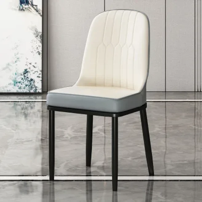 등받이가 있는 가벼운 고급 PU 가죽 메탈 식당 의자거실 레스토랑 방수 편안한 가구, 16 16, 1개