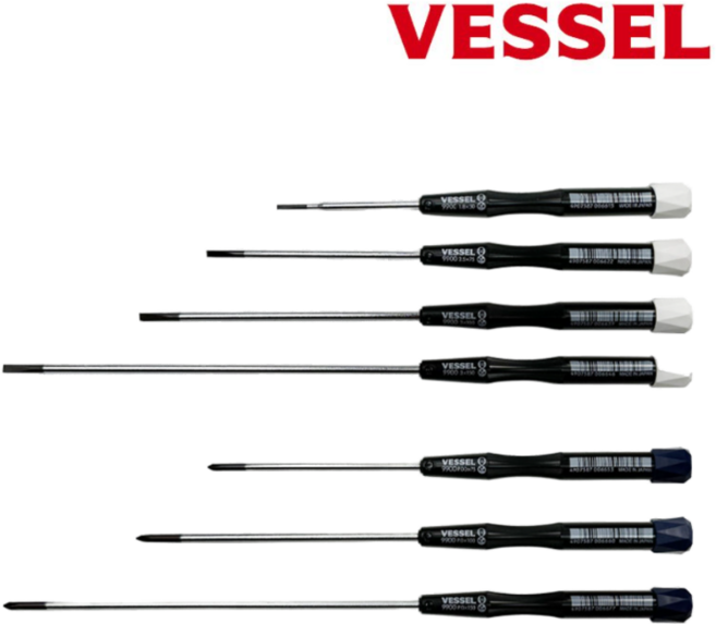 베셀 정밀 드라이버 9900 6종 + 십자 00 75 mm, 1세트