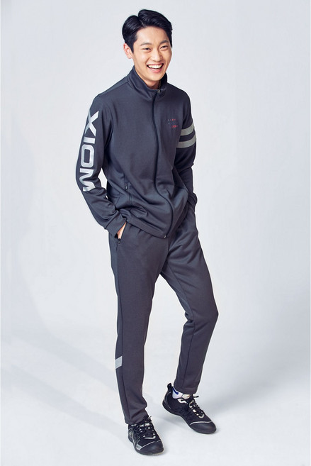 엑시옴 루카스 상의 하의 상하 세트 트레이닝 탁구 정영식 고급 유니 폼 긴팔 운동 바람막이 츄리닝 단체 세련된 트렌디한 최신 품 저지 복, 그레이, 1개