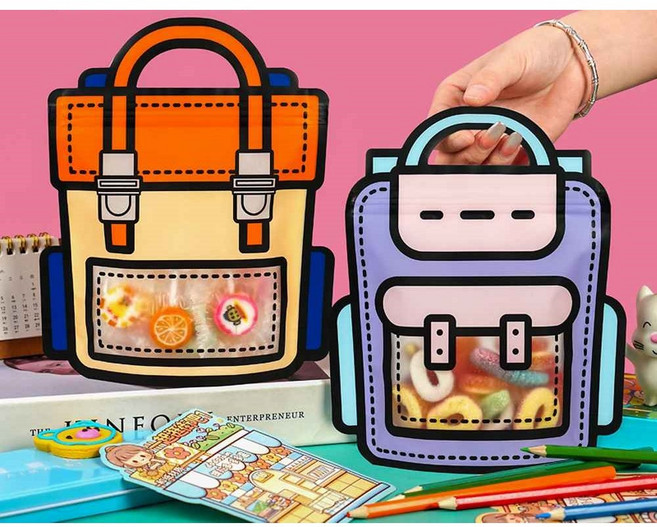 책가방 지퍼백 선물포장 어린이집선물포장 유치원선물포장 답례품 크리스마스선물 연말선물 생일선물 입학선물 파티선물 어린이집선물, 10장, 오렌지 소형