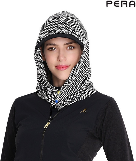 [페라][무료배송]통풍메쉬 후드 뒷목가리개, 블랙체크, 1개