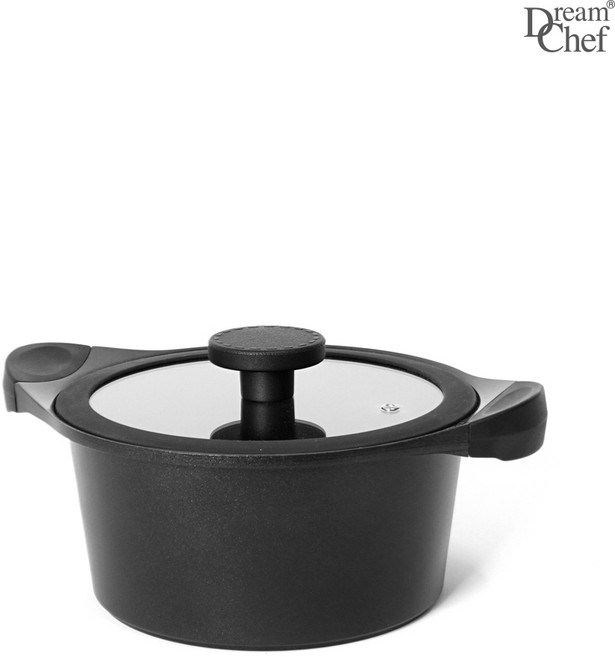 드림셰프 세라믹 인덕션 서빙 양수냄비, 20cm, 블랙