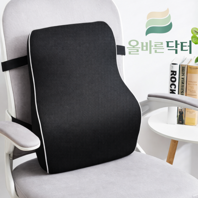 올바른닥터 슬로우케어 허리쿠션pro 차량용 사무실 등받이 쿠션, 1개, 블랙
