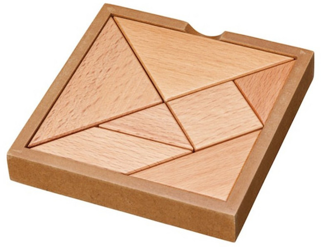 해피퍼즐 하나야마 가쯔노 탄그램 원목 칠교놀이 두뇌트레이닝 집중력 인지력발달 초등수학교구, 1개, 1인용, 브라운