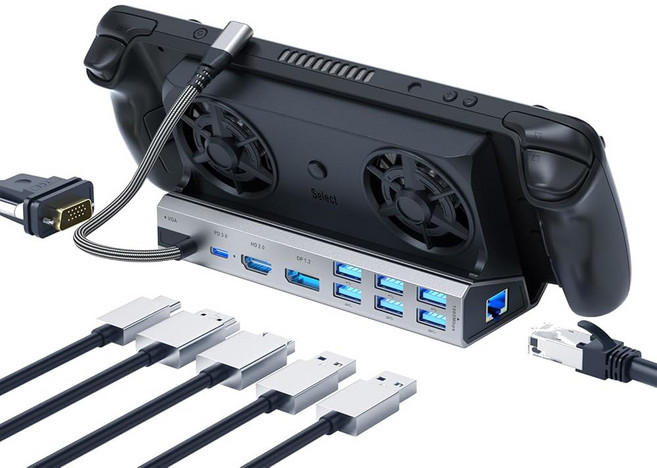 LEGION GO ROG ALLY U3 DE 60HZ 포트 충전 PD SD IN 4개 TF STEAM 13 도킹 이더넷 DO 4K 스팀 기가비트 USB 데크용 듀얼 스테이션 100, 11 in 1