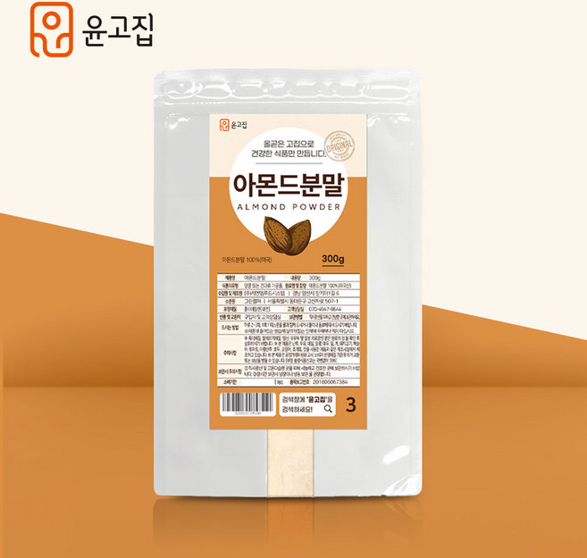 윤고집 아몬드 100% 가루 분말, 300g, 1개