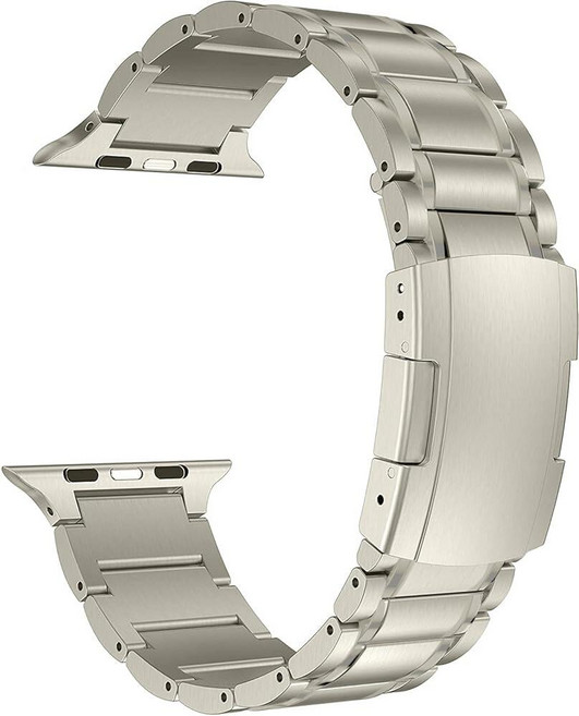 MaKTech 티타늄 밴드 거북이 버클이 달린 5피스 링크 메탈 팔찌 애플 호환 워치 10/9/울트라 2/SE/8/7[2024]용 (42mm/41mm/40mm 실버)