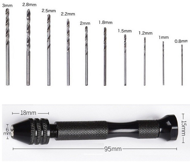 핸드드릴 핀바이스 손드릴 핸드드릴1개+10pc, 1개