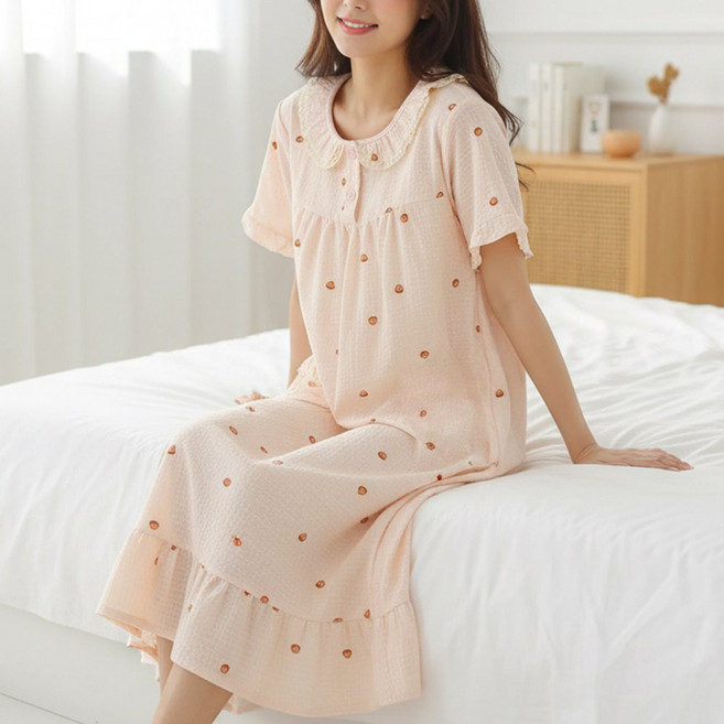 캐리루시 여성 요루 프릴 반팔 주머니 원피스