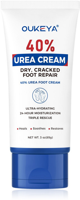 OUKEYA 40% 요소크림 튜브로 발에 금이 가고 뒤꿈치가 촉촉하고 매끈하게 유지됩니다., 85g, 1개, 1개입