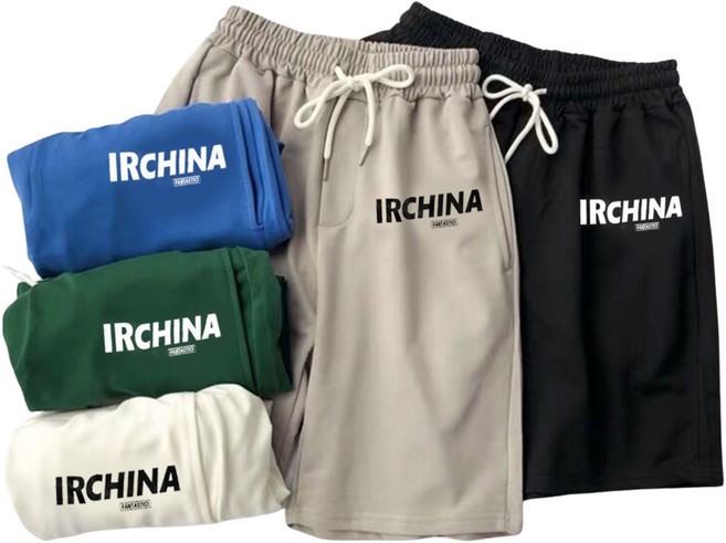IRCHINA 男生休閒短褲 寬鬆運動五分棉褲 純色沙灘褲