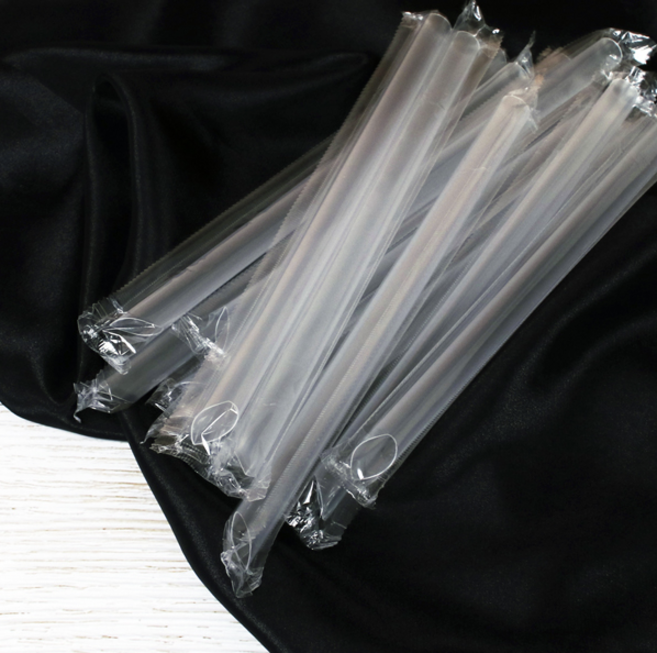 제이스톤 개별포장 투명 사선 버블티 빨대 스트로우 12mm x 21cm, 2개, 200개