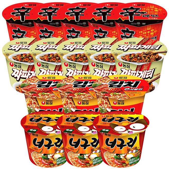 농심 큰컵 4종 (신라면 5입 + 짜파게티 5입 + 김치큰사발 3입 + 얼큰너구리 3입), 1개