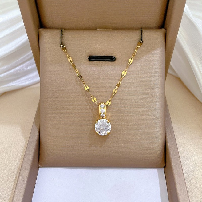 Seolvia 14K 도금 다이아몬드 1캐럿 네크리스 여성 선물 추천 JY-04