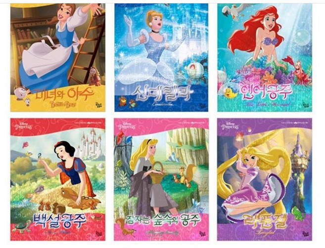 디즈니 프린세스 무비스토리북 라푼젤+ 백설공주+ 신데렐라+ 인어공주+ 미녀와 야수+ 잠자는 숲속의 공주 6권 세트, 꿈꾸는달팽이