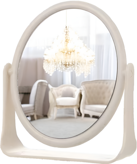 피크플로우 화장대 메이크업 양면 360도 회전 탁상거울, 원형