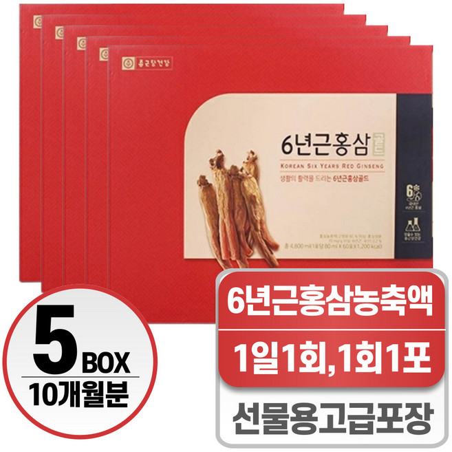 6년근 홍삼진액 헬시위듀 발효 홍삼 액기스, 5개, 60회분