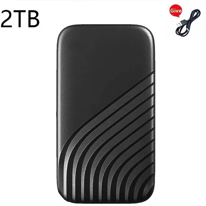 레노버 포터블 SSD 2TB-256TB 외장형 솔리드 스테이트 드라이브 USB 3.1 타입-C 고속 저장장치 (노트북 맥, 02 Black-2TB