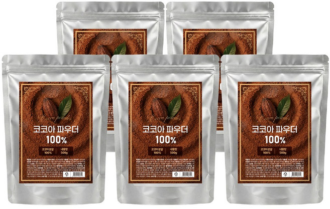 리커 코코아 파우더 무가당 코코아분말 초코가루, 5개, 500g