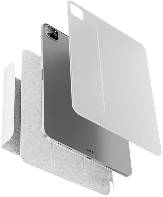 제이런 아이패드 케이스 마그네틱 3단 분리 탈착형 펜슬 수납 케이스, 화이트