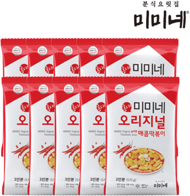미미네 오리지널 매콤떡볶이, 570g, 10개