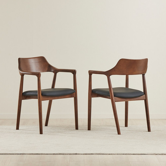 하우스웰컴 미소 원목 카페 인테리어 식탁 의자, 월넛 HJC002, 1개