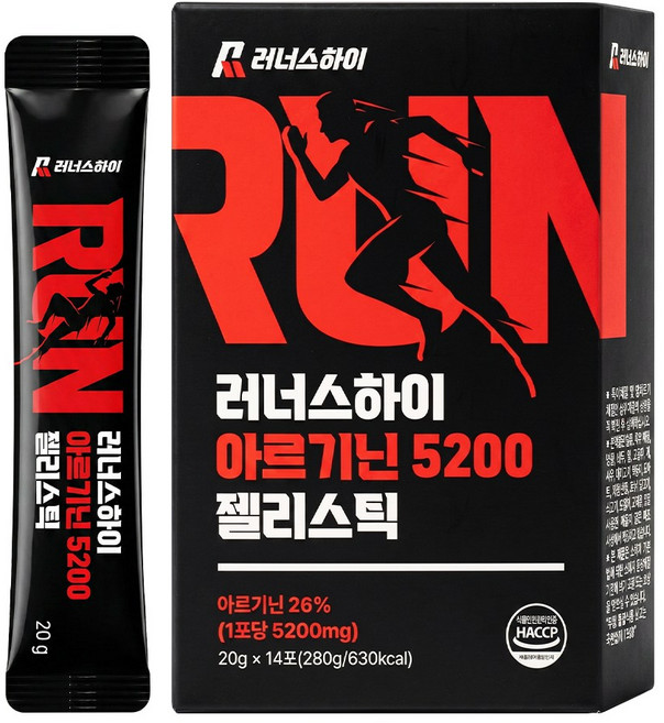 솔리치 러너스하이 아르기닌5200 젤리스틱, 1박스, 280g