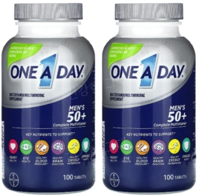 ONE A DAY 원 어 데이 50세 이상 남성용 멀티비타민 미네랄, 2개, 100정 - 쿠팡
