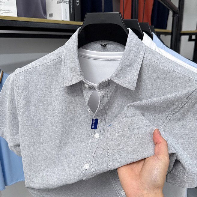 디한스 남성 100%순면 단색 여름 반팔셔츠