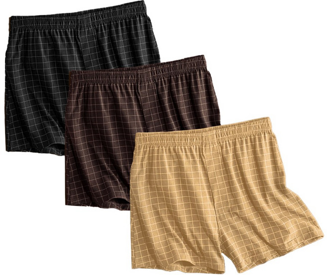 남성 체크 트렁크 팬티 3매입 세트