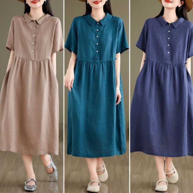 은창 린넨 롱 원피스 여름 빅사이즈