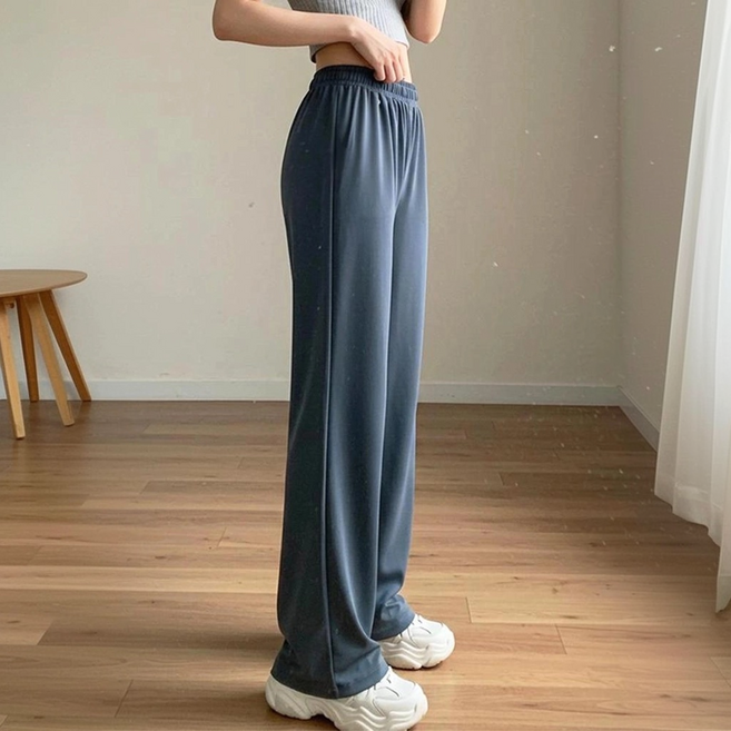 시크벤 여성 아이스쿨 찰랑 레이온 와이드 밴딩 팬츠 홈웨어 츄리닝 바지