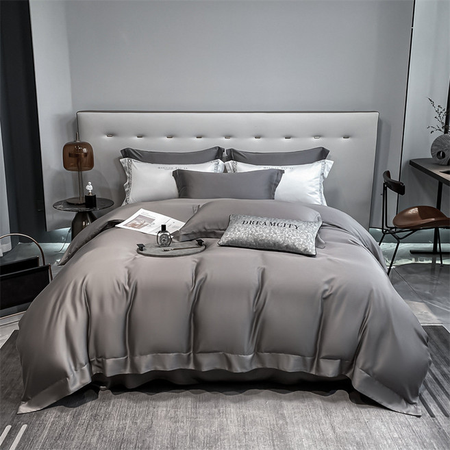 100수 텐셀 4종 세트 여름 순색 침대 시트 이불 커버 침구 난퉁 홈 방적 이불 커버