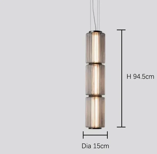 노르딕 롱 스트라이프 LED 샹들리에 스모크 그레이 글라스 램프셰이드 레스토랑 거실 장식 조명기구, 07 High 1 head, 01 차가운 흰색, 02 Milk white glass
