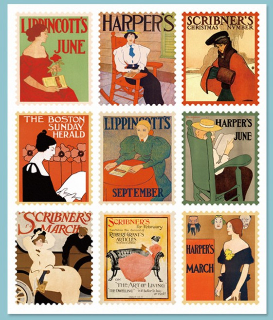 디자인달 [1000원 스티커 세트] 다이어리꾸미기 감성 빈티지 인스, 06-매거진 우표(4장)