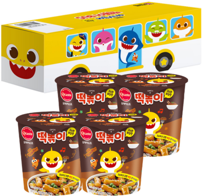 오테이스트 핑크퐁 아기상어 떡볶이 버스팩 짜장맛 464g, 116g, 4세트