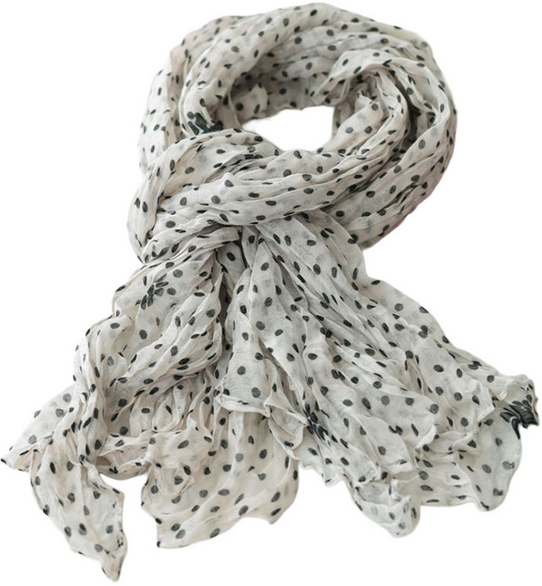 메리앤유 도트패턴 캐주얼 링클 주름 롱 스카프 머플러