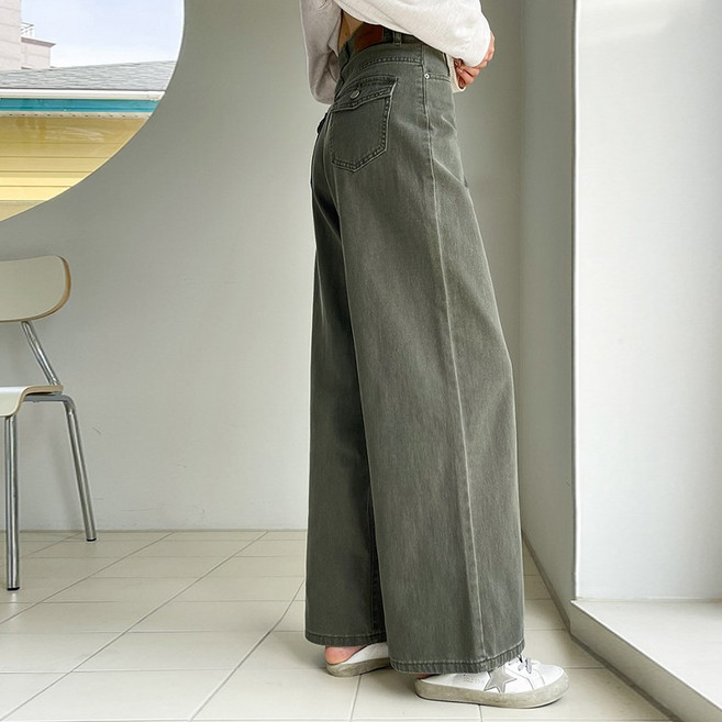 네티스 피그먼트 플랩포켓 와이드 팬츠