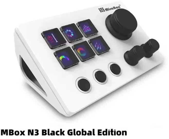 Mirabox N3 Streamdeck 키패드 화면 손잡이 사용자 정의 매크로 미니 데스크탑 컴퓨터 선물용 비주얼 콘솔, 01 White