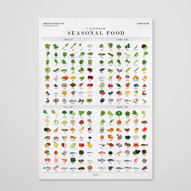 우가차차486 (사계절 제철음식달력 방수포스터 1장) 전참시 이영자제철음식달력 2026, 제철음식 방수포스터, 1개