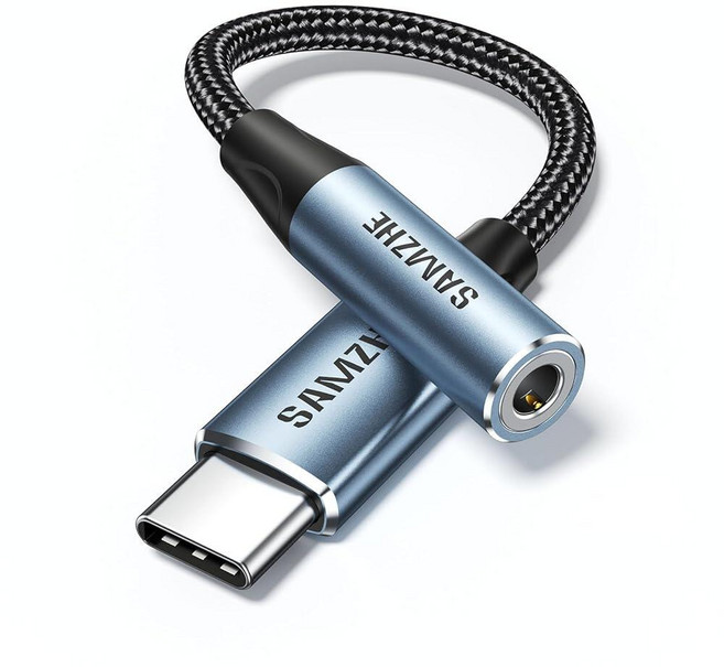 SAMZHE USB C to 3.5mm Audio Adapter Type C to Headphone Aux Jack Dongle 24bit/96kHz HiFi DAC Cable