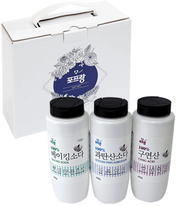 포프랑 다목적 세정제 3종 베이킹소다 1개+과탄산소다 1개+구연산 1개 총3개, 1세트